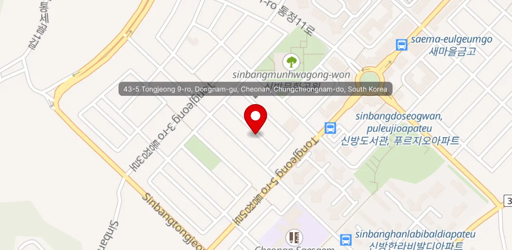 43-5 Tongjeong 9-ro, Dongnam-gu, Cheonan, Chungcheongnam-do, South Korea